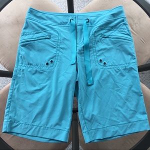 Athleta Blue Nylon Bermuda Zip Pockets Shorts